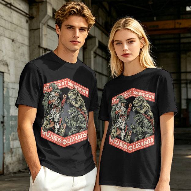 Epic Fight Showdown Wizards vs Lizards Graphic T-Shirt