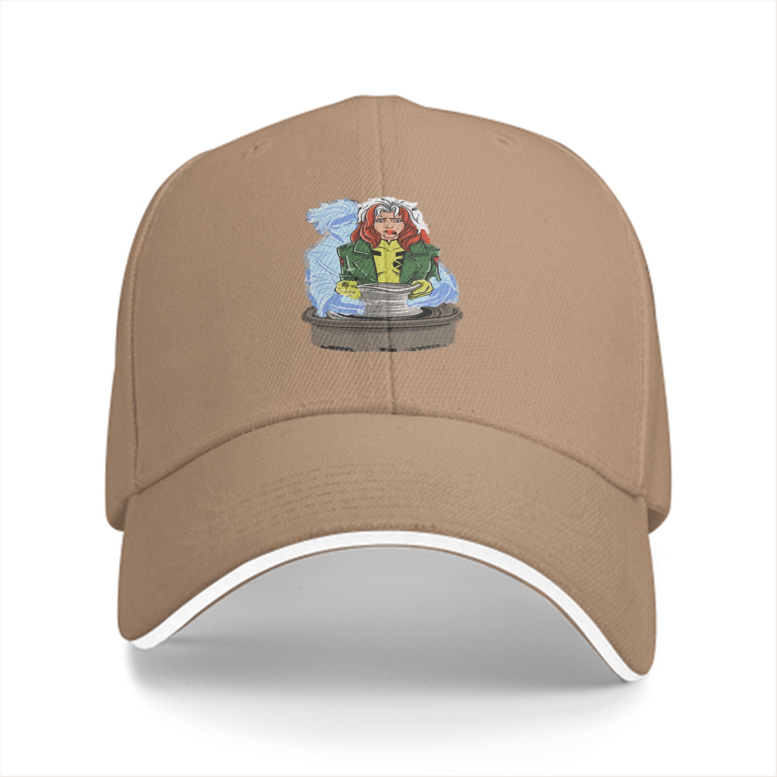 Black baseball cap with X-Men Rogue character graphic print