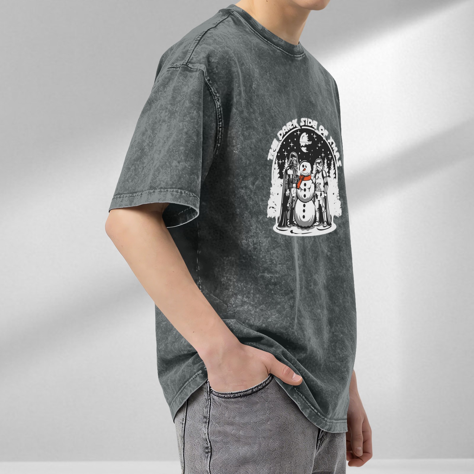 Dark Side of Xmas Star Wars Snowman Graphic T-Shirt
