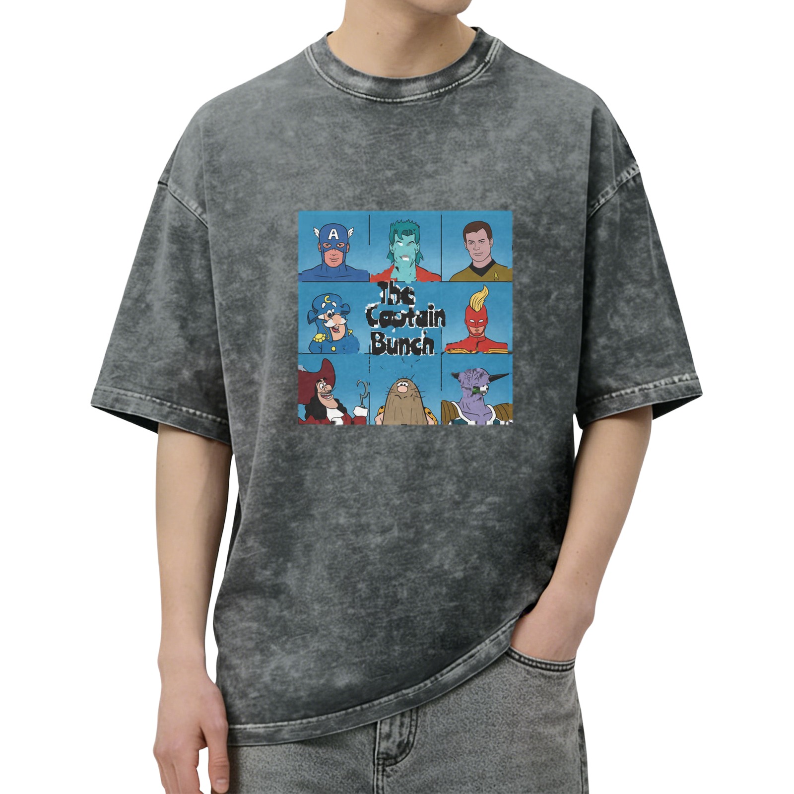 The Captain Bunch Graphic Stonewashed Black T-Shirt