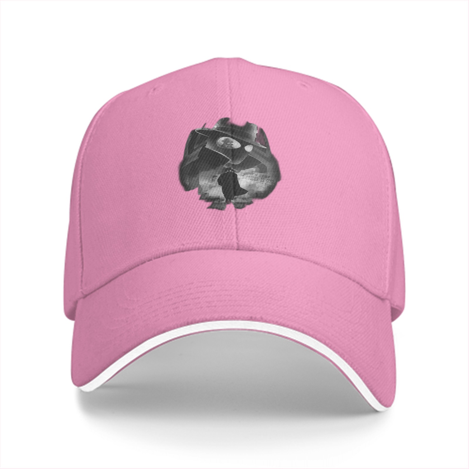 Black Baseball Cap With Monochrome Cowboy Silhouette Graphic