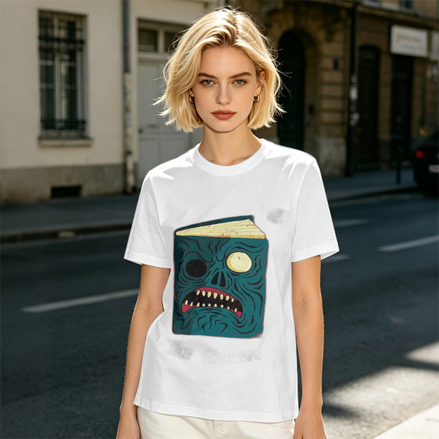 Olive T-Shirt With Monster Book Graphic Print