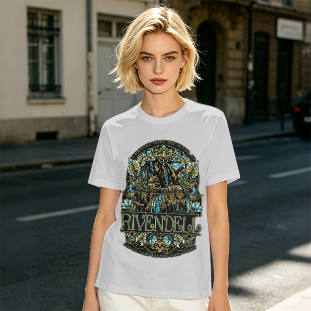 Olive Green Rivendell Themed Graphic T-Shirt