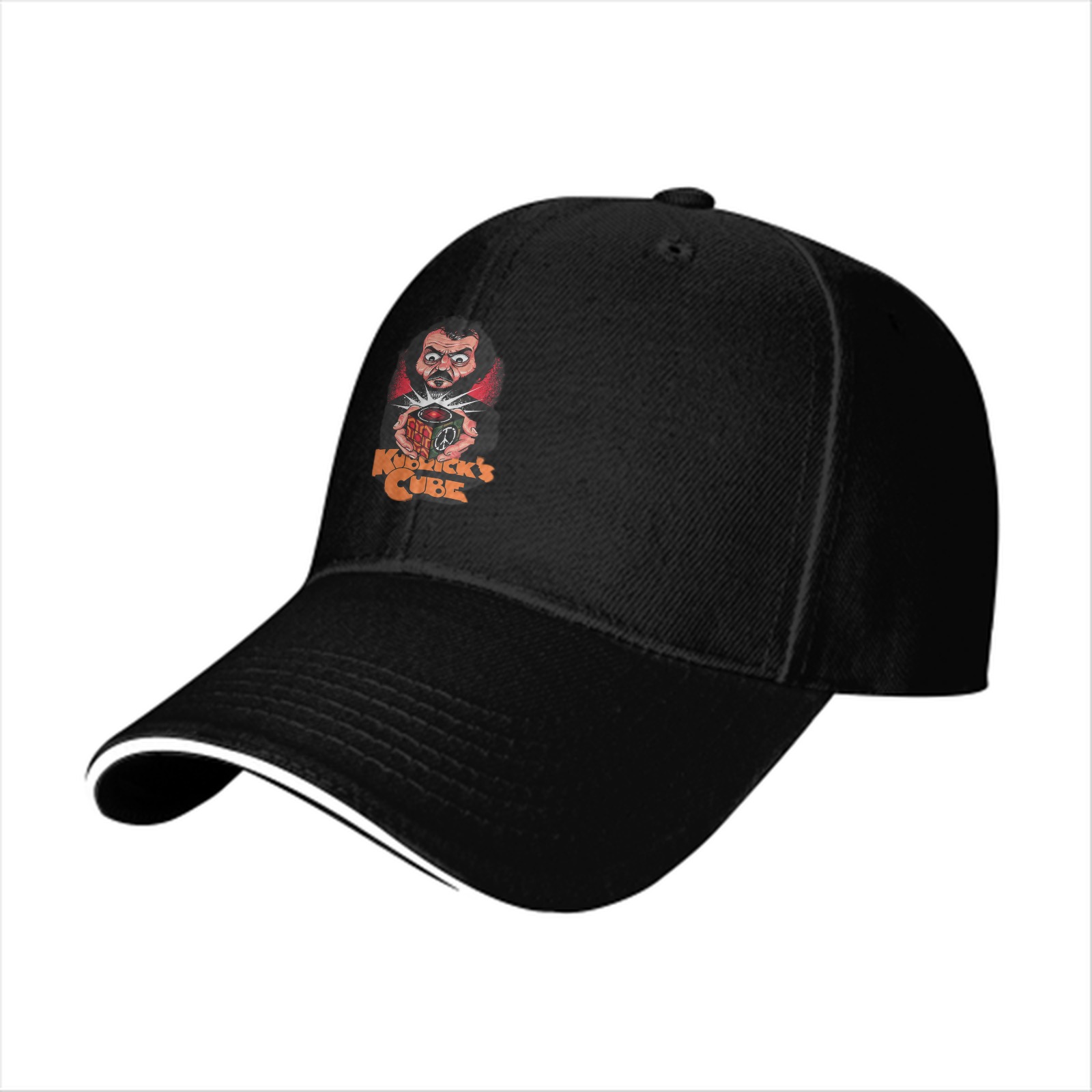 Black Baseball Cap with Kubrick's Cube Graphic Print