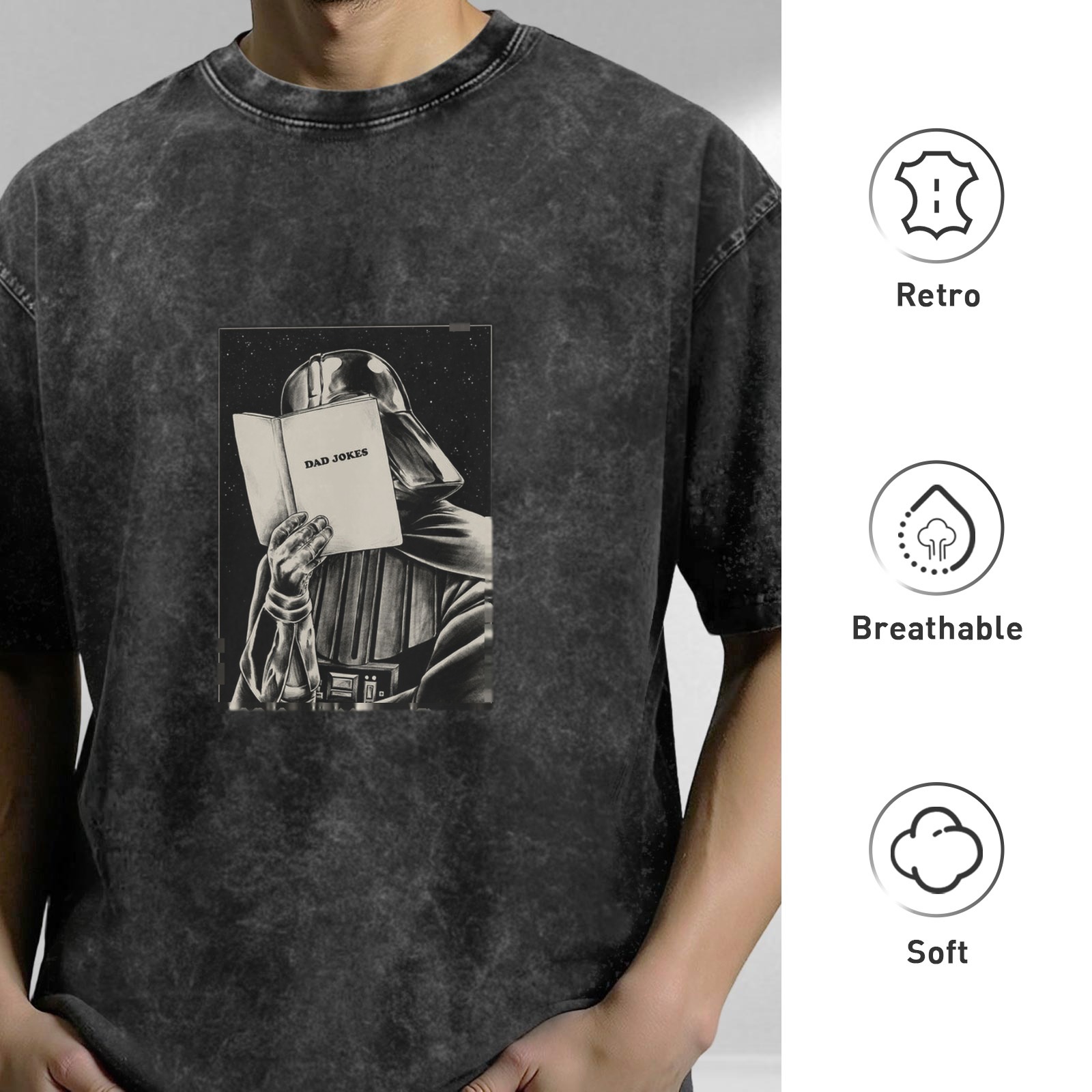 Darth Vader Reading Dad Jokes Vintage Wash T-Shirt
