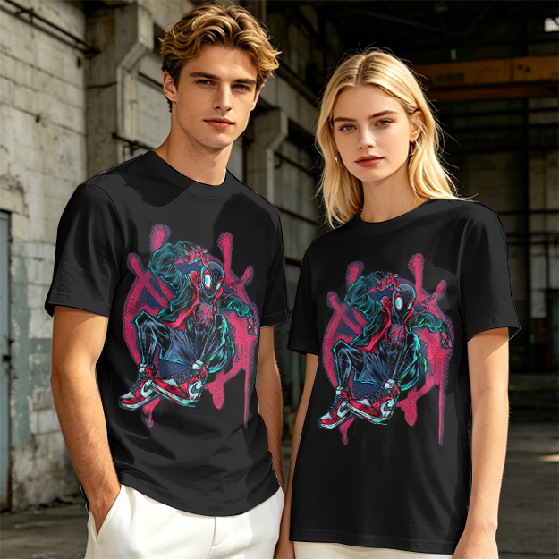 Olive T-Shirt Featuring Miles Morales Spider-Man Graffiti Art
