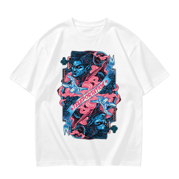 Olive Graphic Tee With Teleportation Demon Artwork