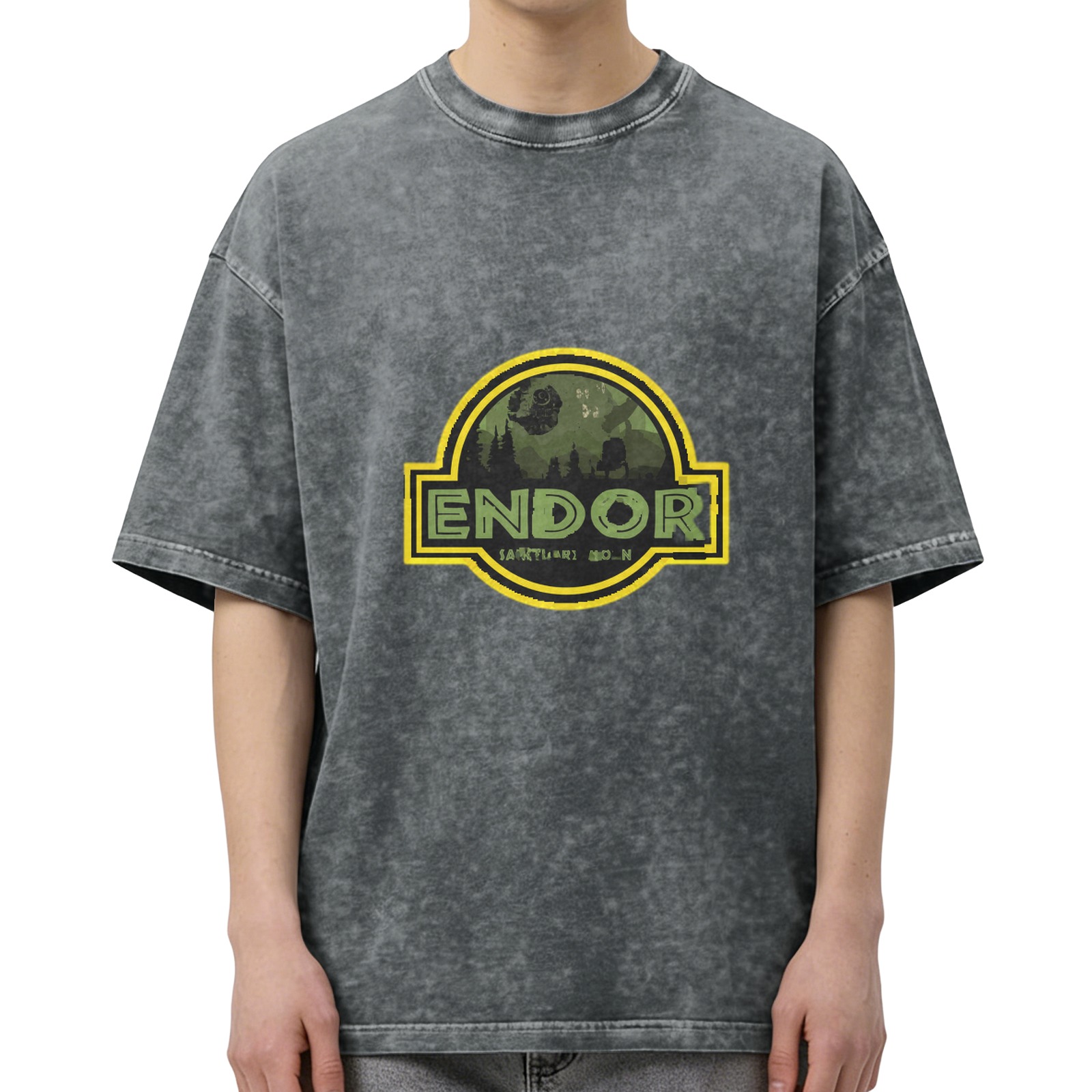 Washed Black Star Wars Endor Graphic T-Shirt