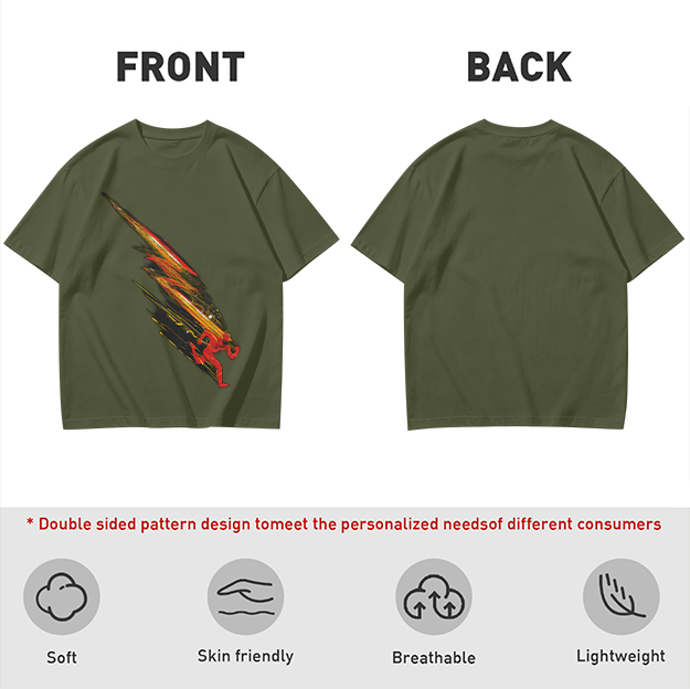 Olive T-shirt with Dynamic Speed Runner Graphic Print