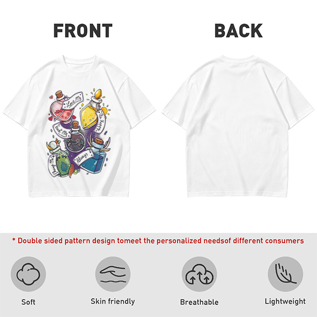 Olive T-Shirt With Magical Potion Bottles Graphic Design