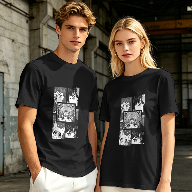 Olive Anime Character Panel Print Short Sleeve T-Shirt