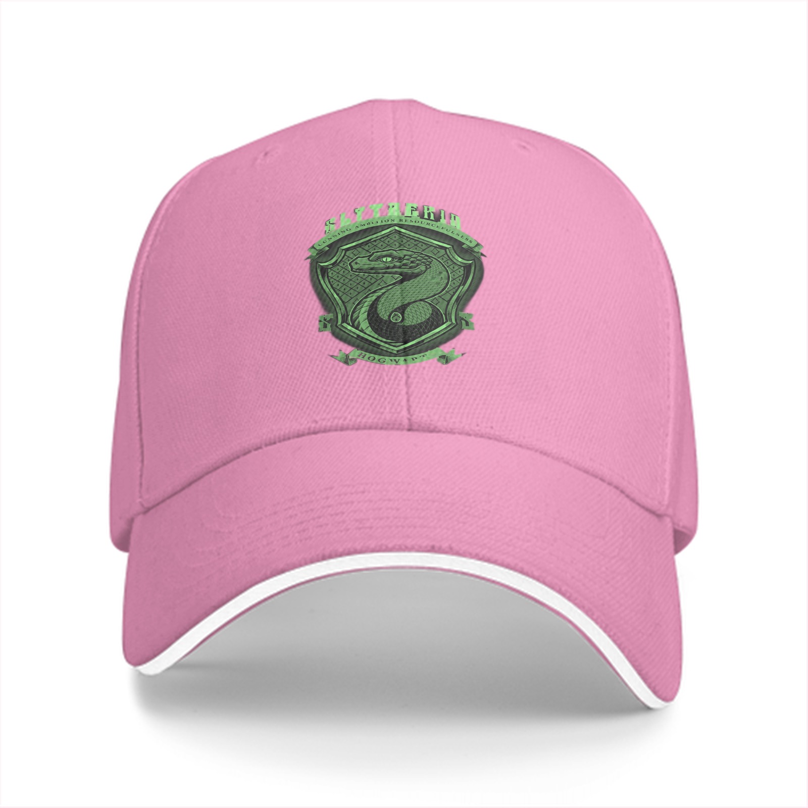 Black Baseball Cap With Slytherin House Crest Print