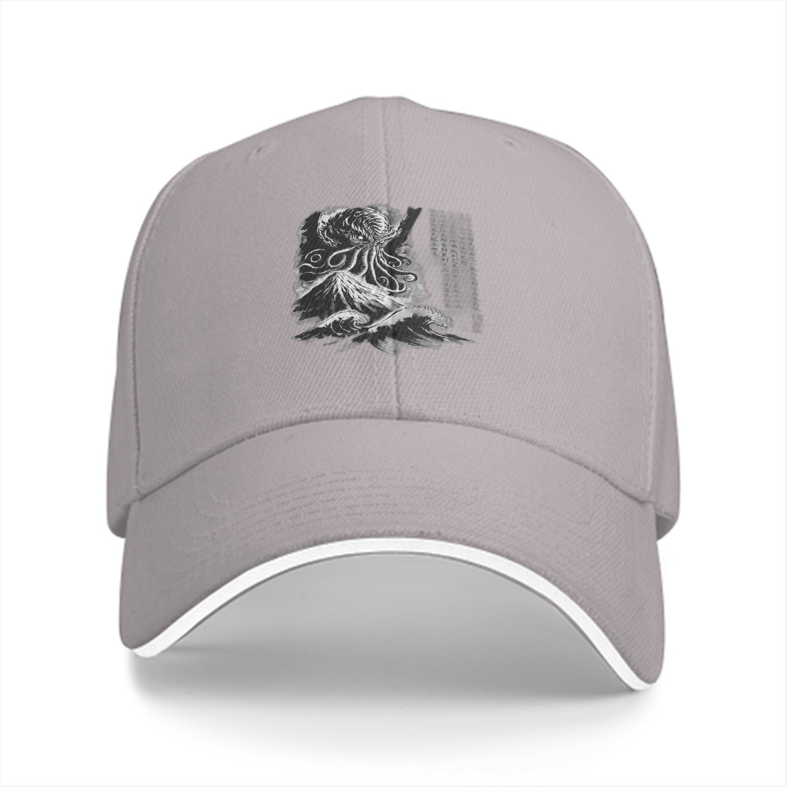 Black Baseball Cap With Cthulhu Octopus Monster Graphic