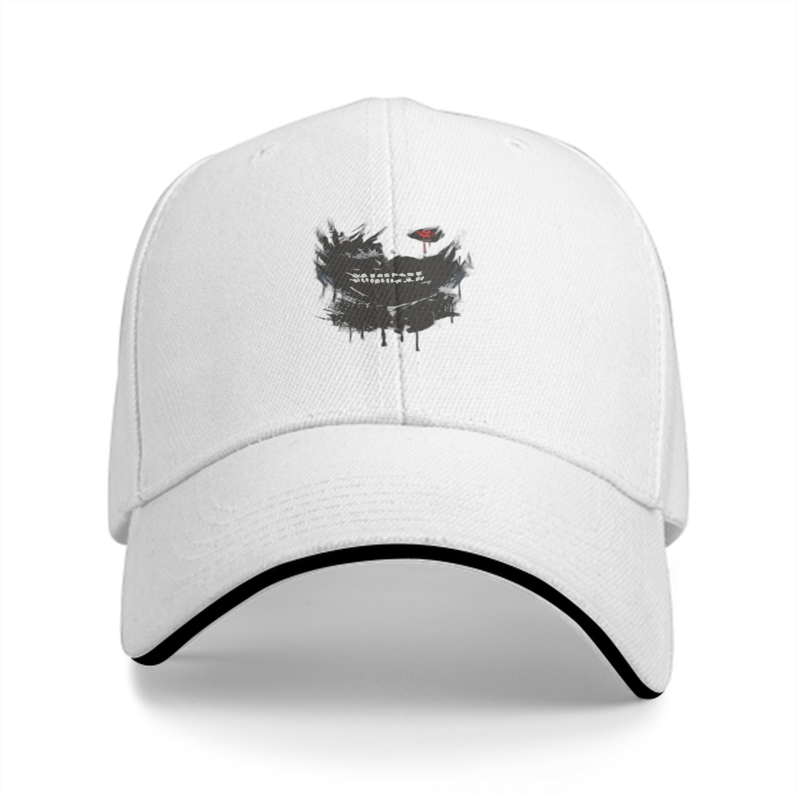 Black Baseball Cap With Abstract Dark Graphic Print