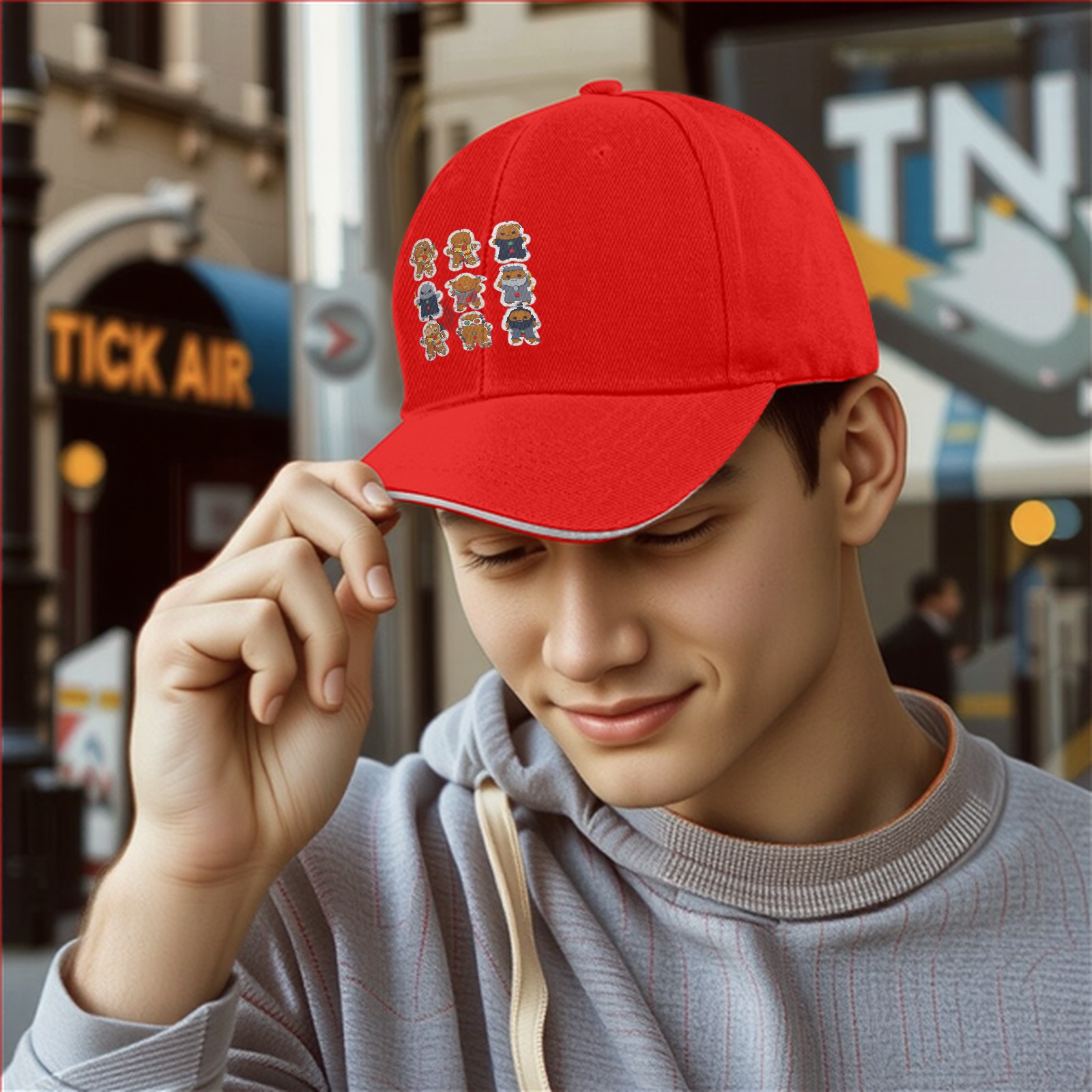 Black Baseball Cap With Star Wars Gingerbread Character Prints