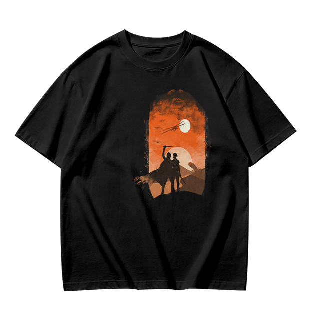 Olive T-Shirt With Desert Sunset Silhouette Print