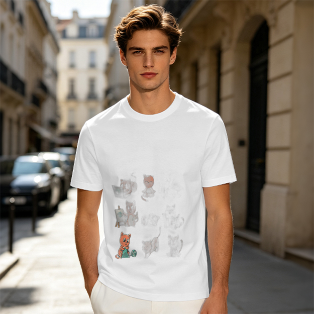 Olive Green Graphic T-Shirt With Cute Animal Print