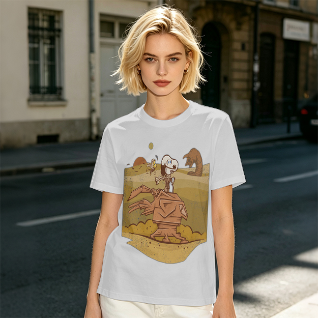 Olive T-Shirt With Desert Alien Dog Graphic Print