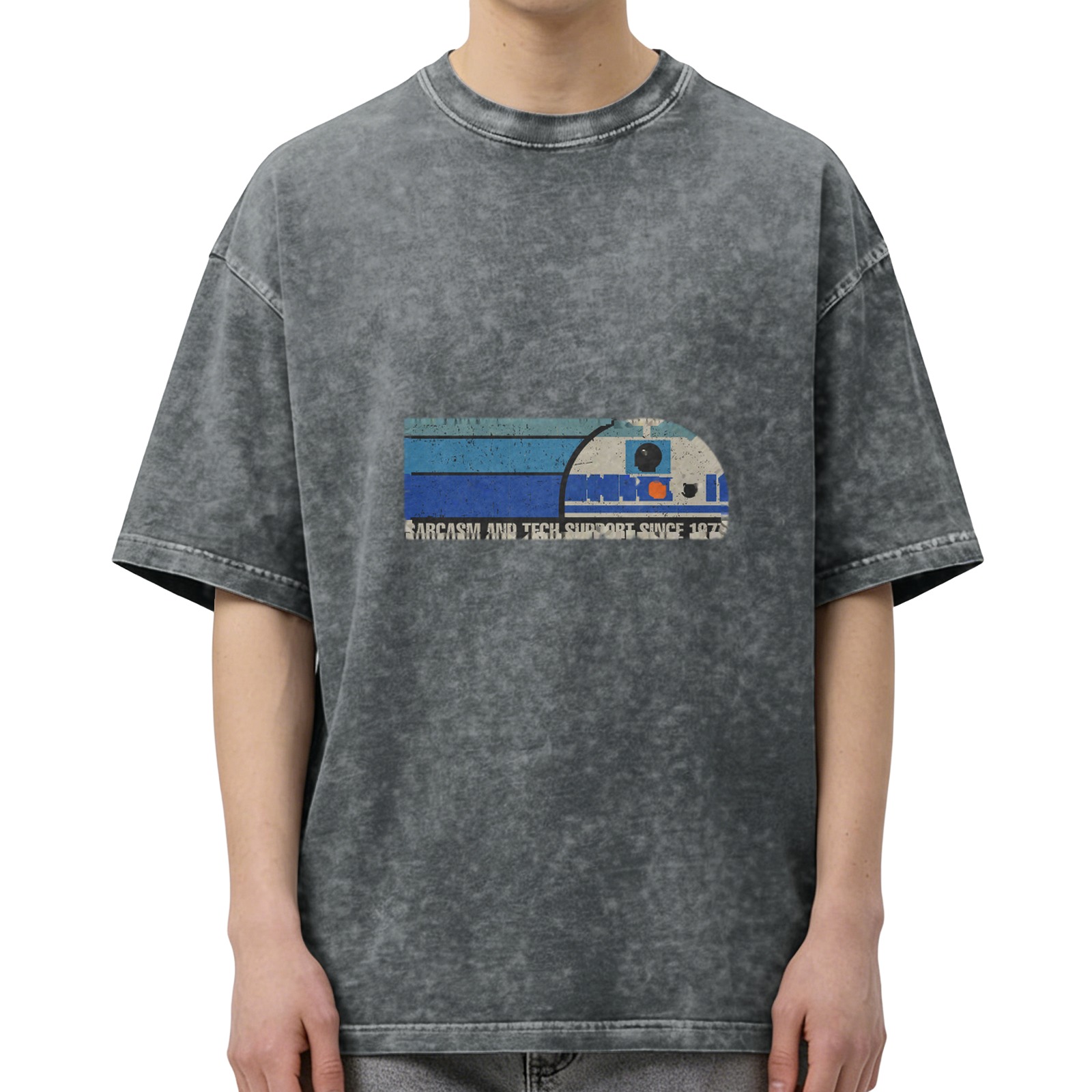 Vintage Wash Sarcasm & Tech Support Since 1977 R2-D2 Graphic T-Shirt