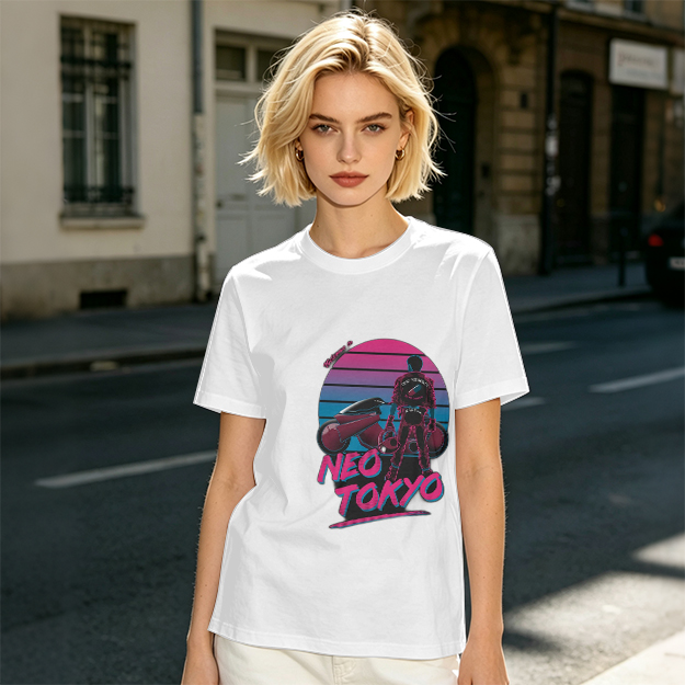 Neo Tokyo Synthwave Biker Graphic T-Shirt