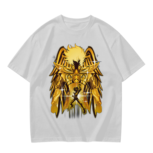 Olive T-Shirt With Gold Pegasus Armor Anime Graphic