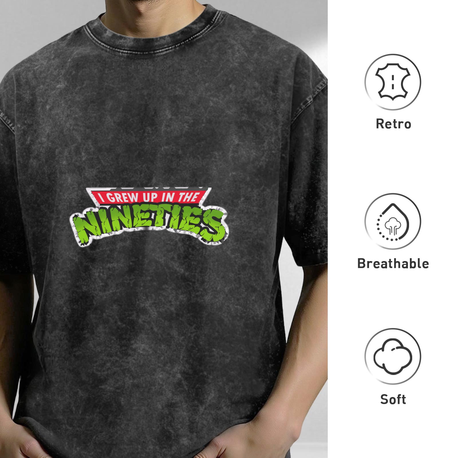 I Grew Up In The Nineties Acid Wash Graphic T-Shirt