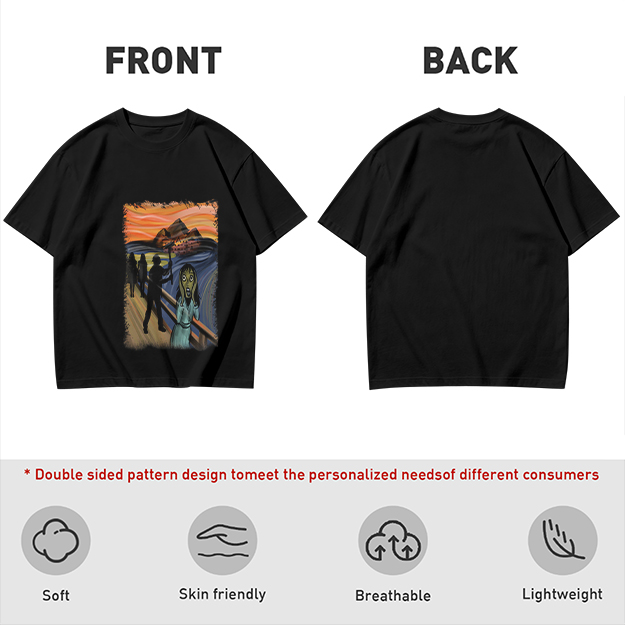 Olive T-shirt with The Scream Parody Art Print