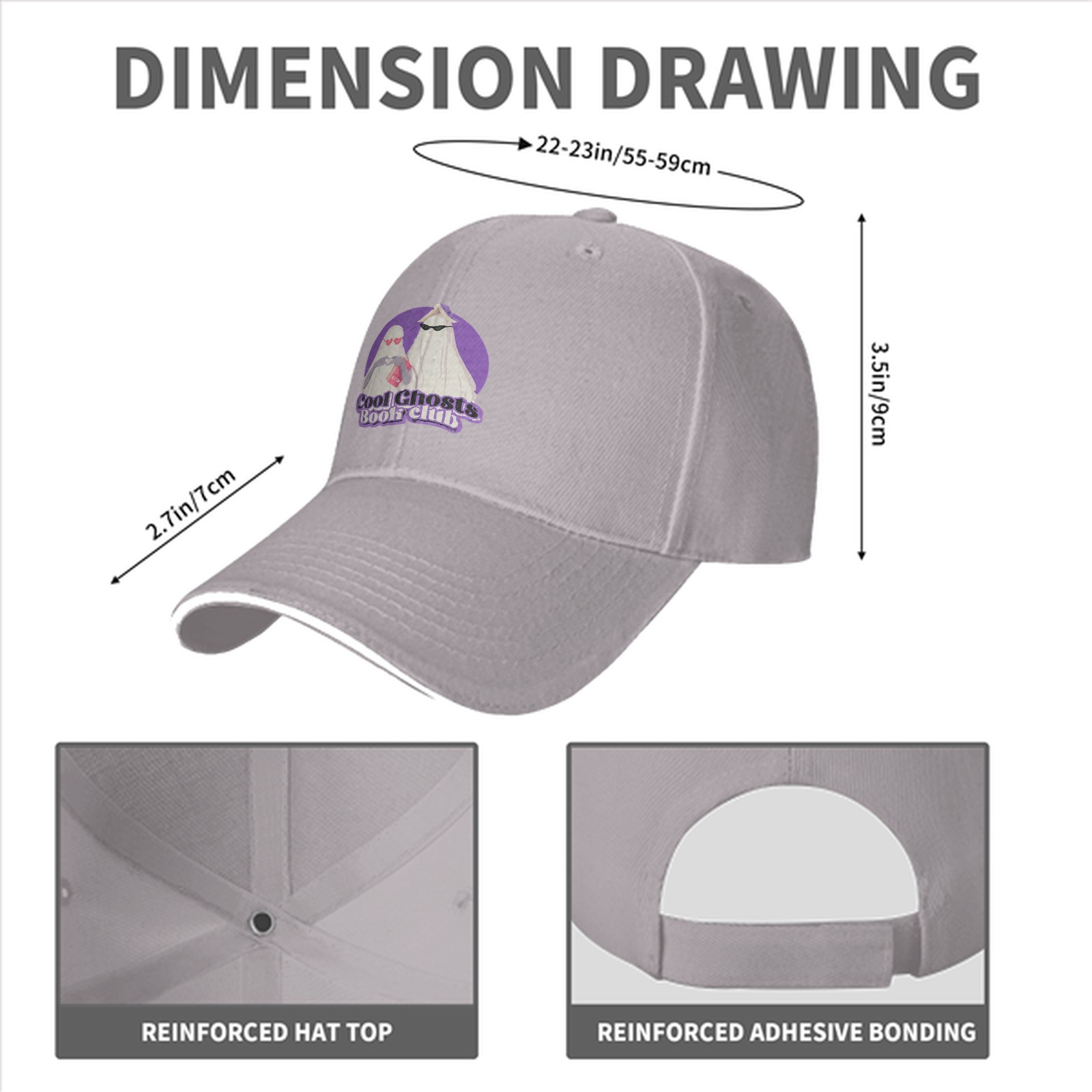 Cool Ghosts Book Club Graphic Black Baseball Cap