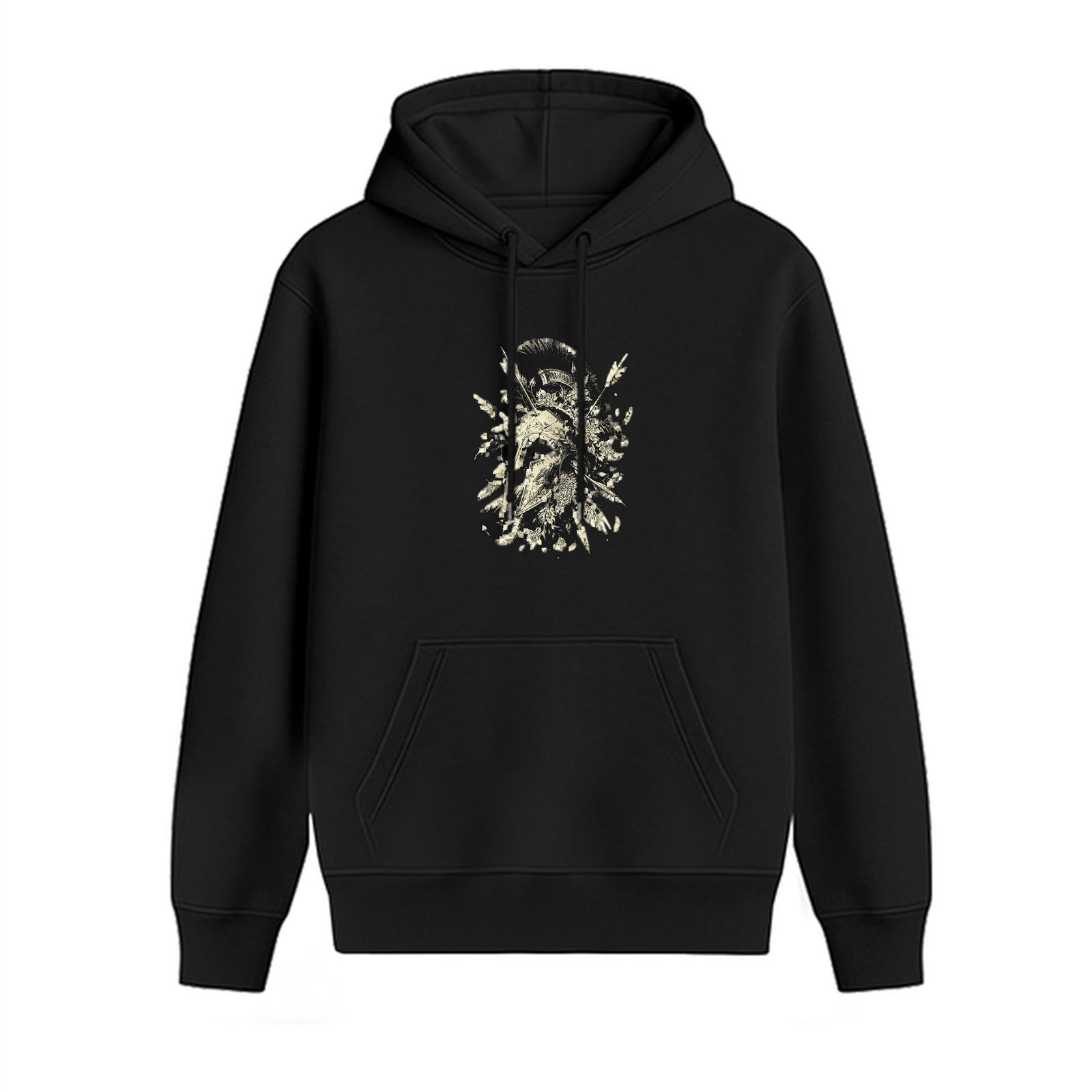 Black Hoodie With Distressed Skull And Arrow Graphic Print