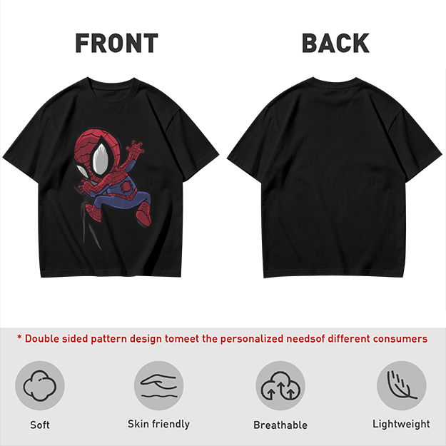 Olive T-shirt with Chibi Spider-Man Graphic Print