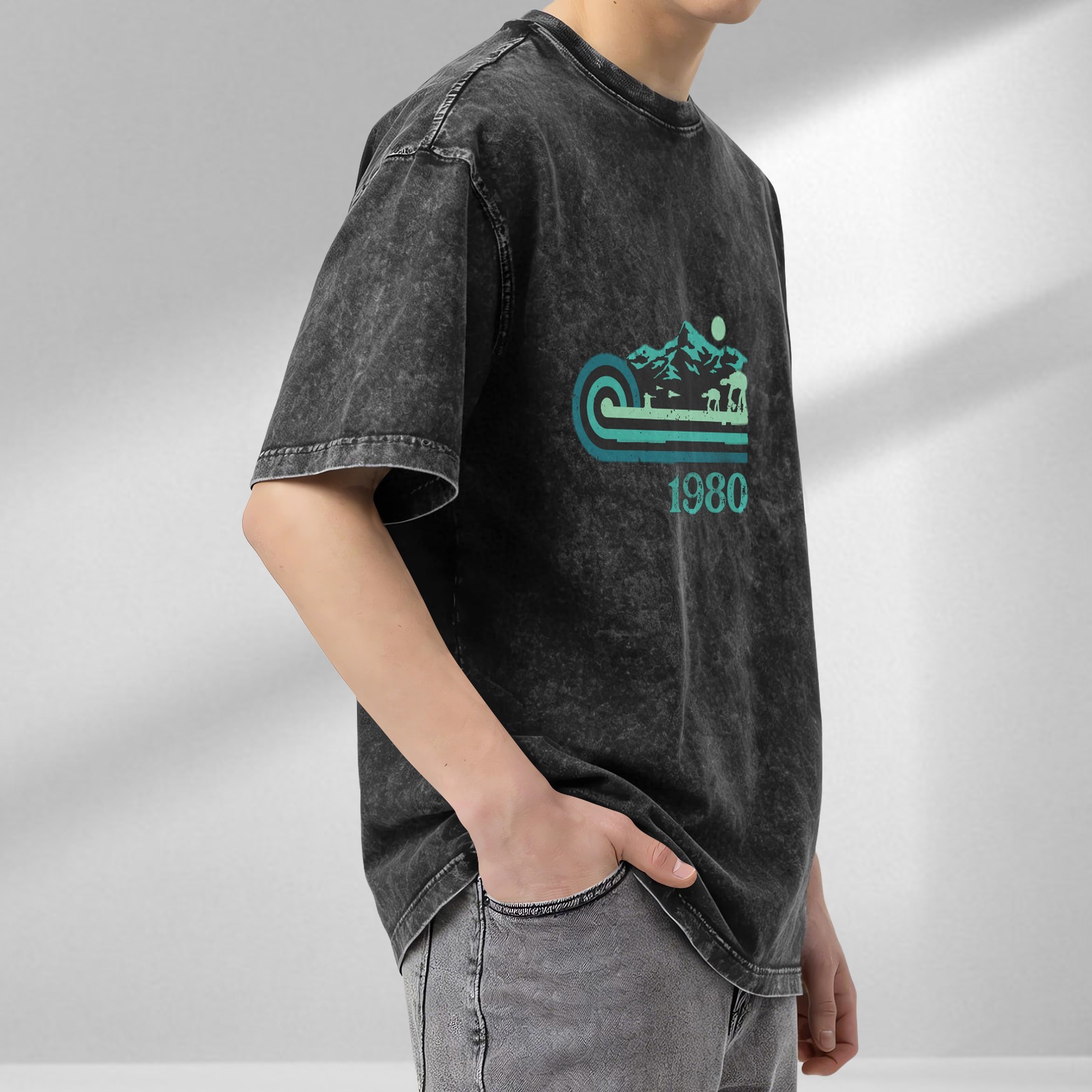 1980 Star Wars Hoth Scene Stonewashed Oversized T-Shirt