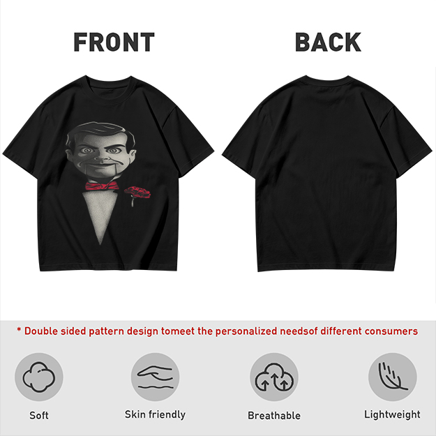 Olive T-Shirt With Ventriloquist Dummy Print