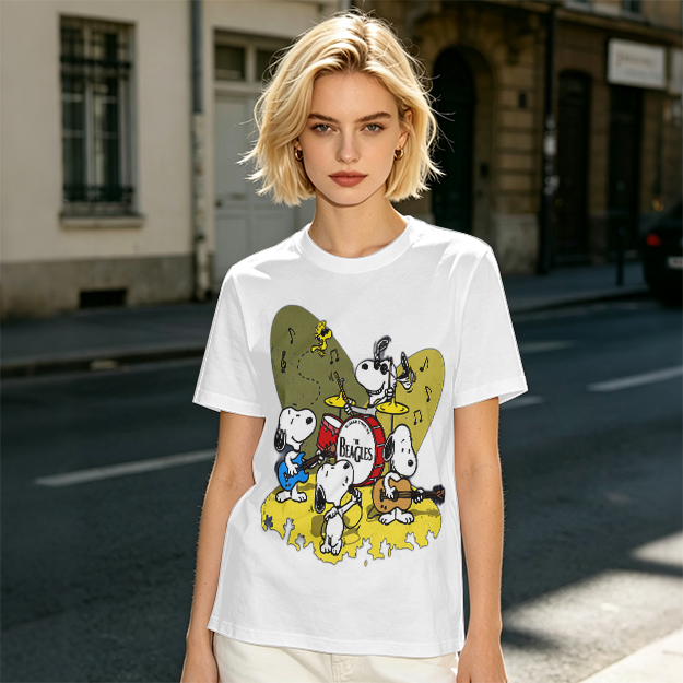 Olive T-Shirt Featuring Snoopy Band Playing Music