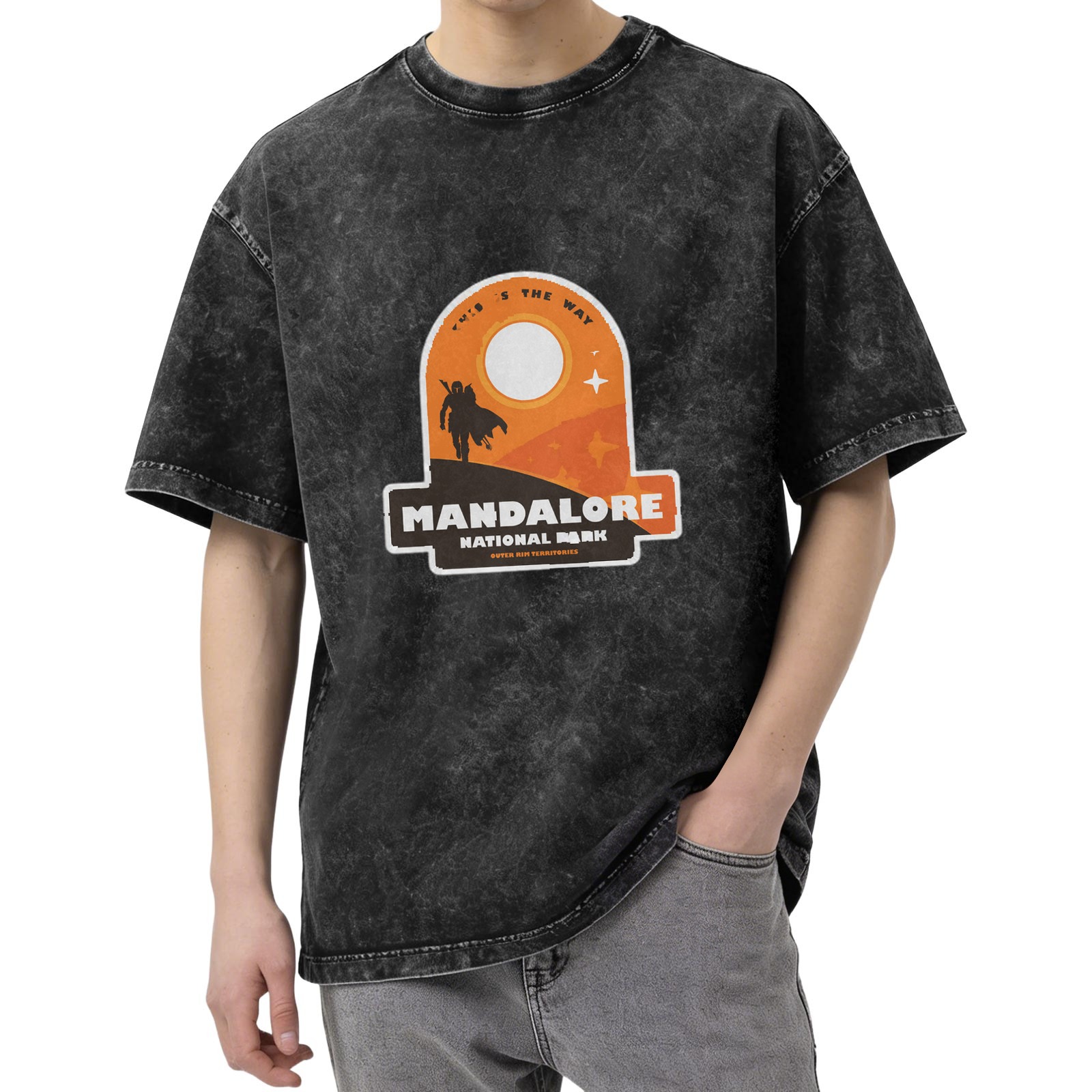 Mandalore National Park Star Wars Themed Acid Wash Oversized T-Shirt