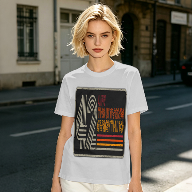 42 Life The Universe Everything Retro Graphic Olive T-Shirt