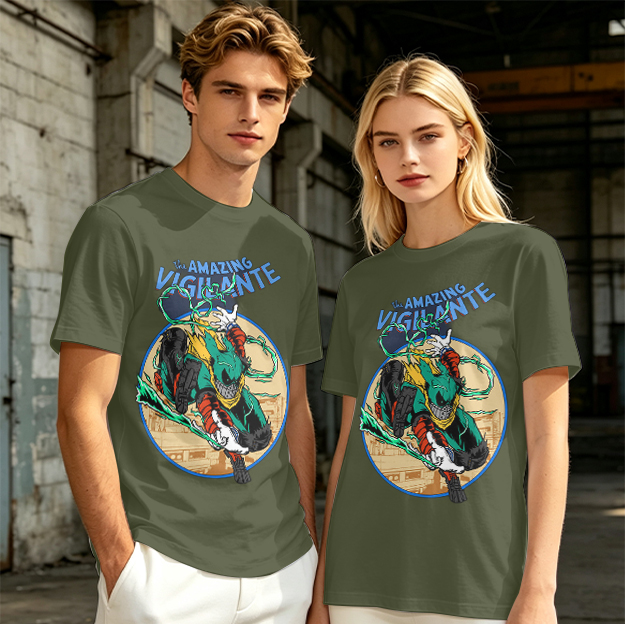 The Amazing Vigilante Graphic Tee Featuring Action Hero Art