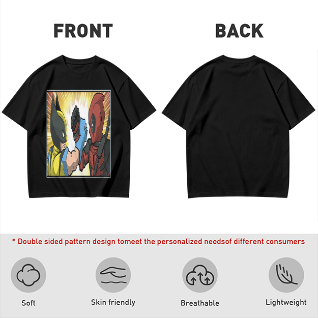 Wolverine and Deadpool Fist Bump Graphic T-Shirt