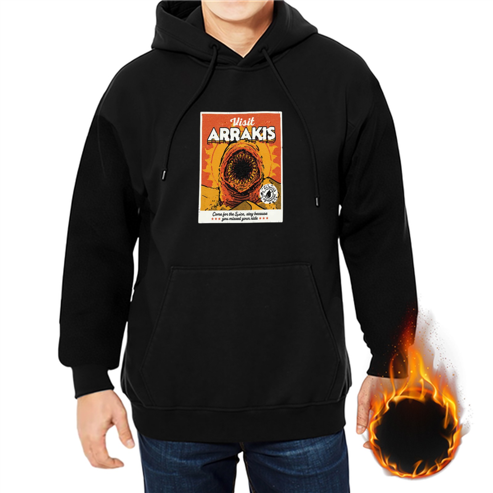 Visit Arrakis Sandworm Graphic Black Hoodie
