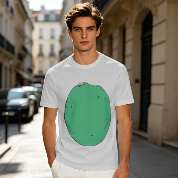Olive Green T-Shirt With Simple Green Oval Graphic Print