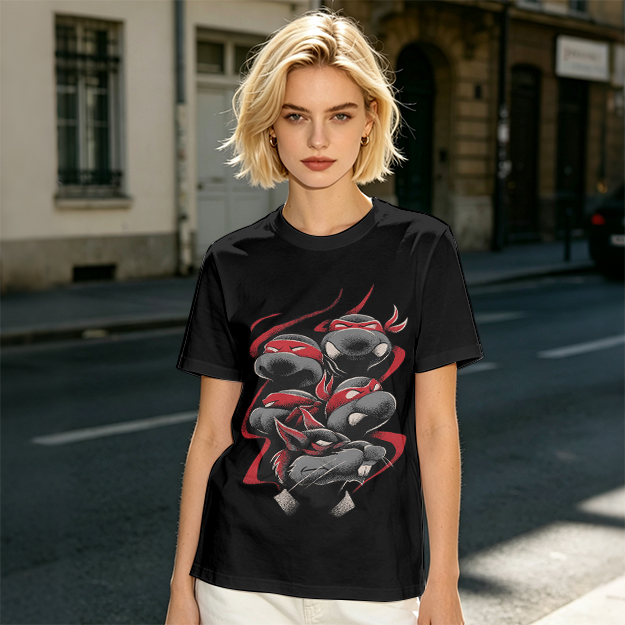 Olive T-Shirt with Red Bandana Ninja Turtle Graphic