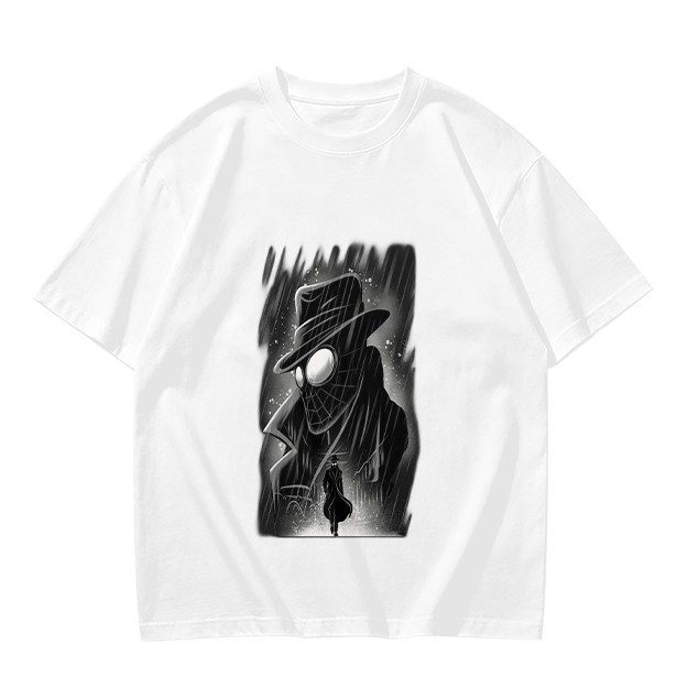 Olive T-Shirt with Noir Spider-Man in Rain Art Print