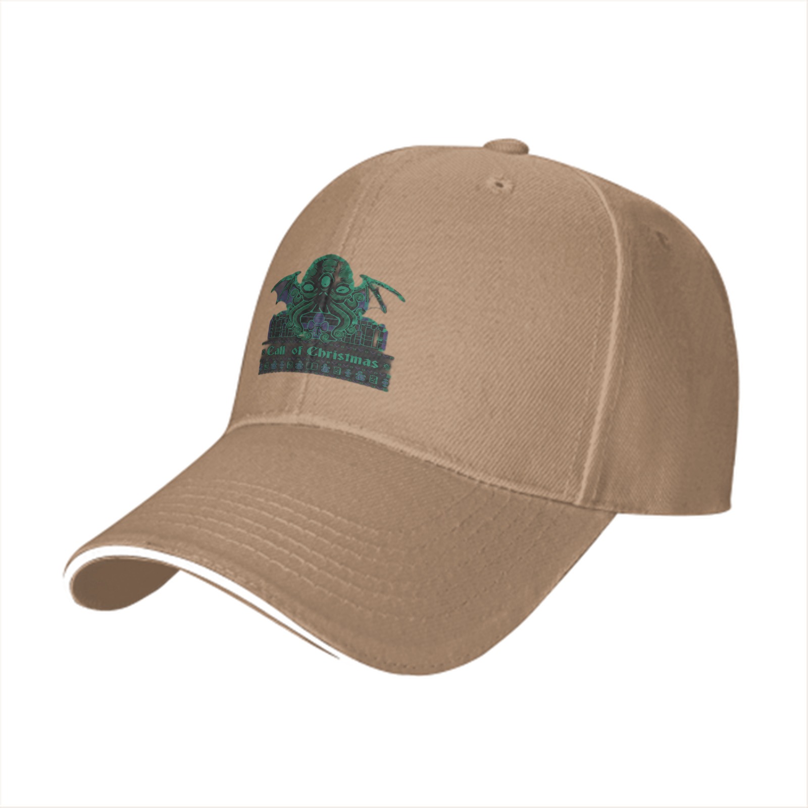 Black Baseball Cap With Cthulhu 'Call of Christmas' Graphic