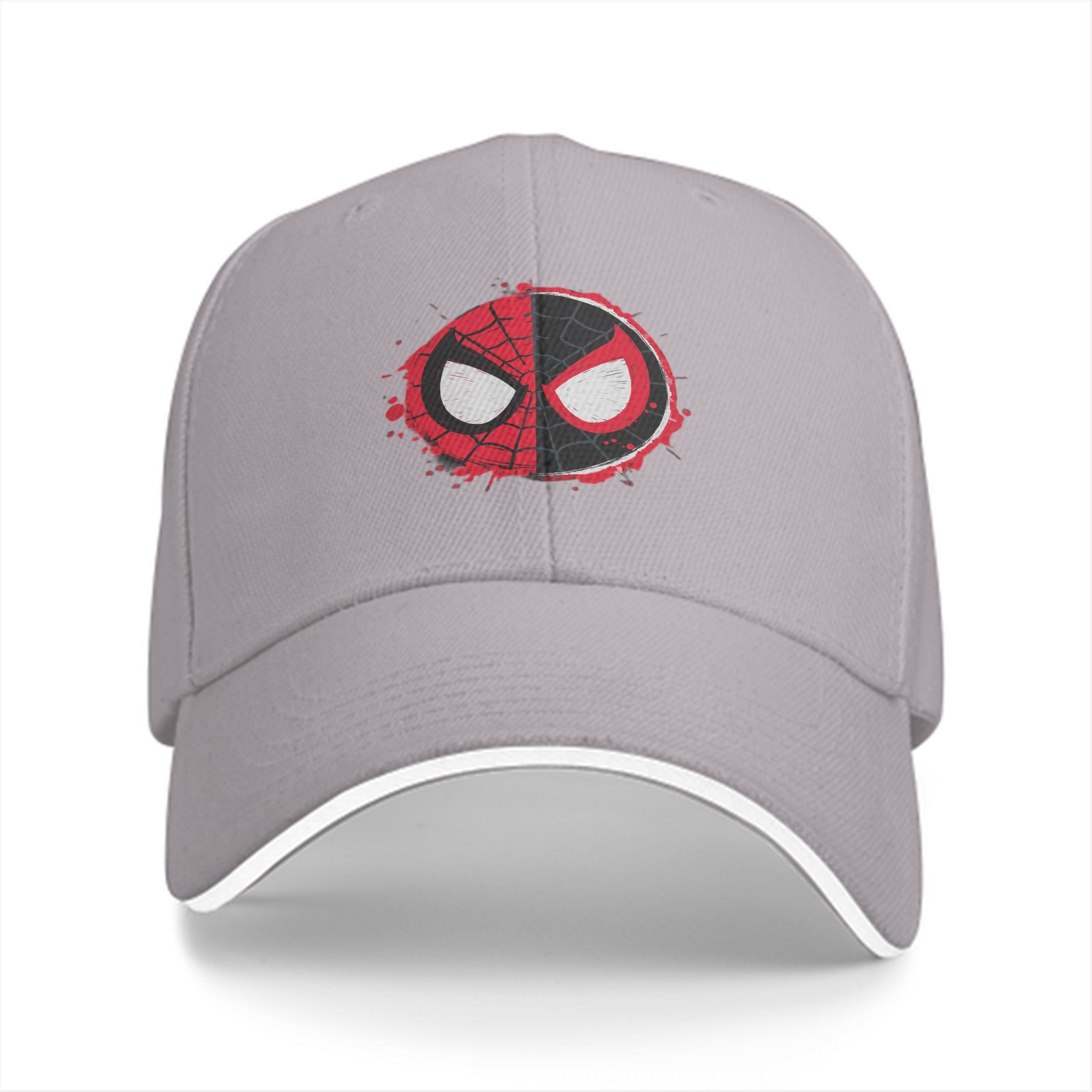 Black Baseball Cap With Split Spider-Man Mask Graphic