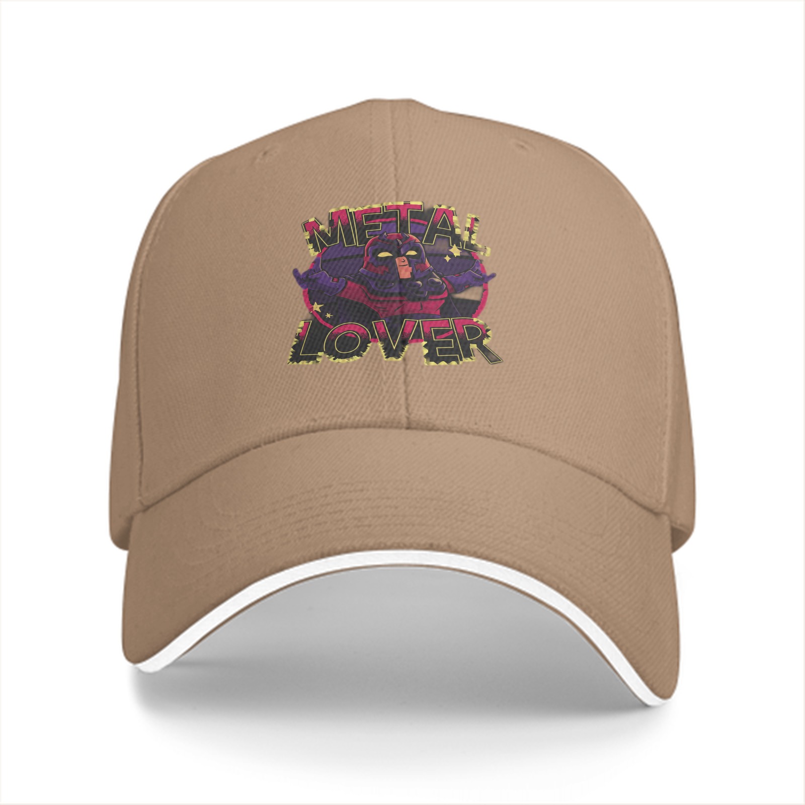 Black Baseball Cap With Metal Lover Superhero Graphic Print