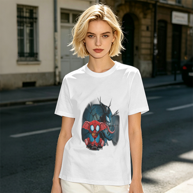Olive T-Shirt With Spider-Eleven And Venom-Inspired Graphic Print