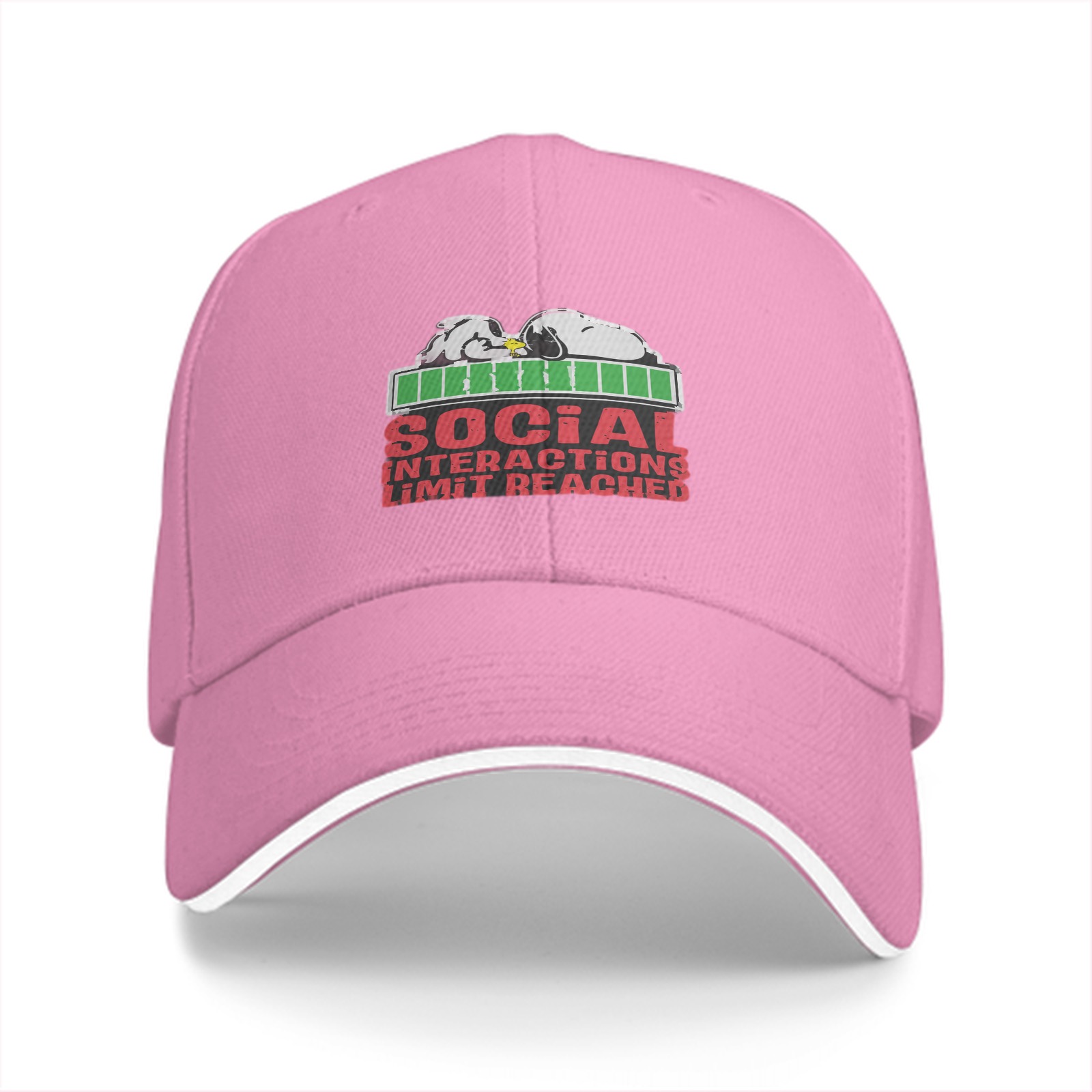 Black baseball cap with social interactions limit reached graphic