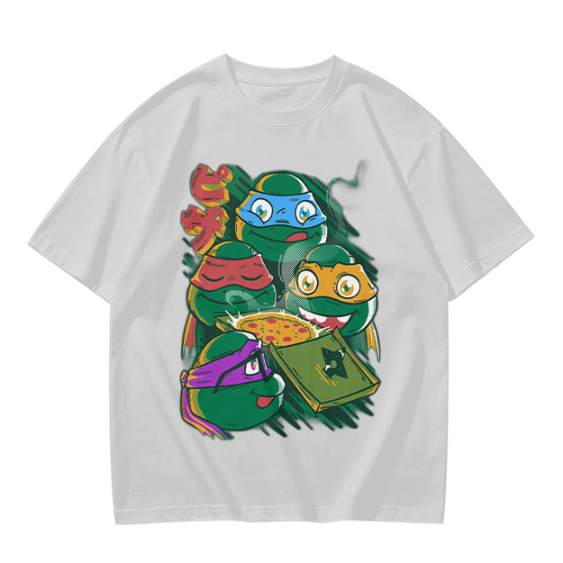 Olive T-Shirt Featuring Teenage Mutant Ninja Turtles With Pizza