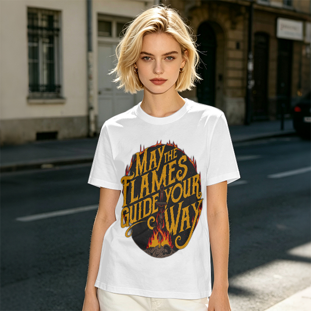 May The Flames Guide Your Way Graphic Olive T-Shirt