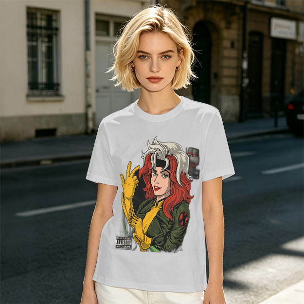 Olive T-shirt with Rogue X-Men Graphic Print