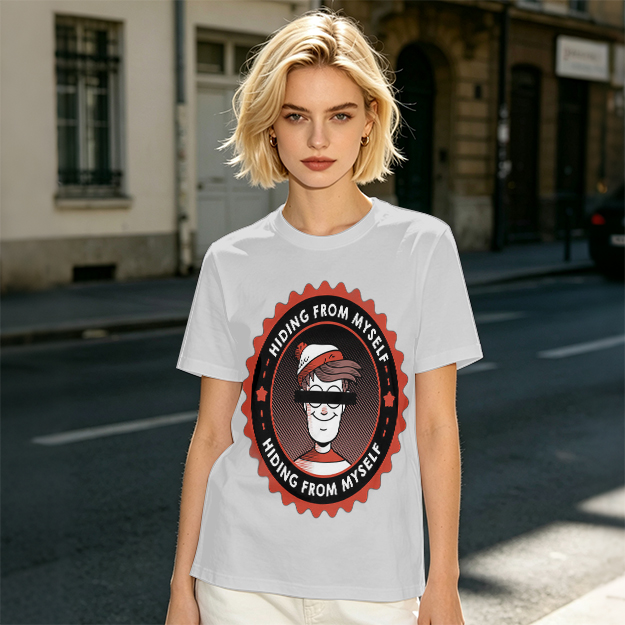 Olive T-Shirt With Hiding From Myself Graphic Print